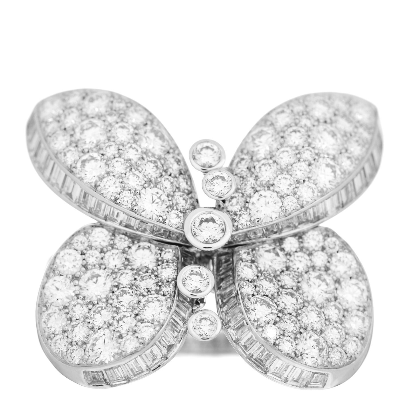 Graff 18K White Gold Diamond Princess Butterfly Ring 