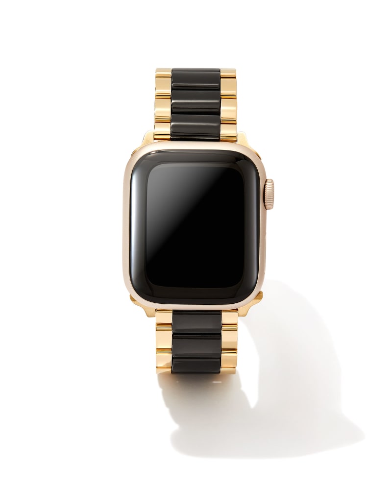 Kendra Scott Dira 3 Link Watch Band in Gold Tone & Black Stainless Steel