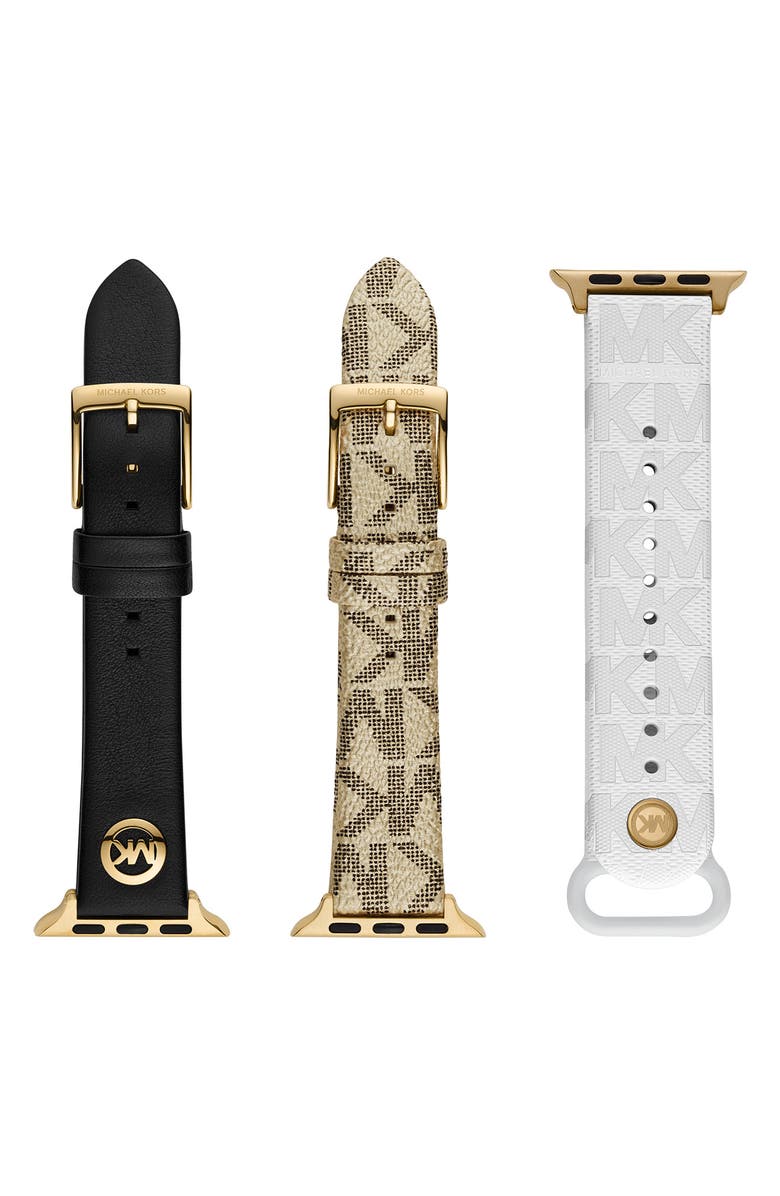Black, white, gold, and beige Michael Kors 3-Pack 18mm Apple Watch® Watchbands