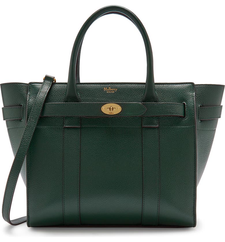 Green Mulberry Small Zipped Bayswater Leather Satchel 