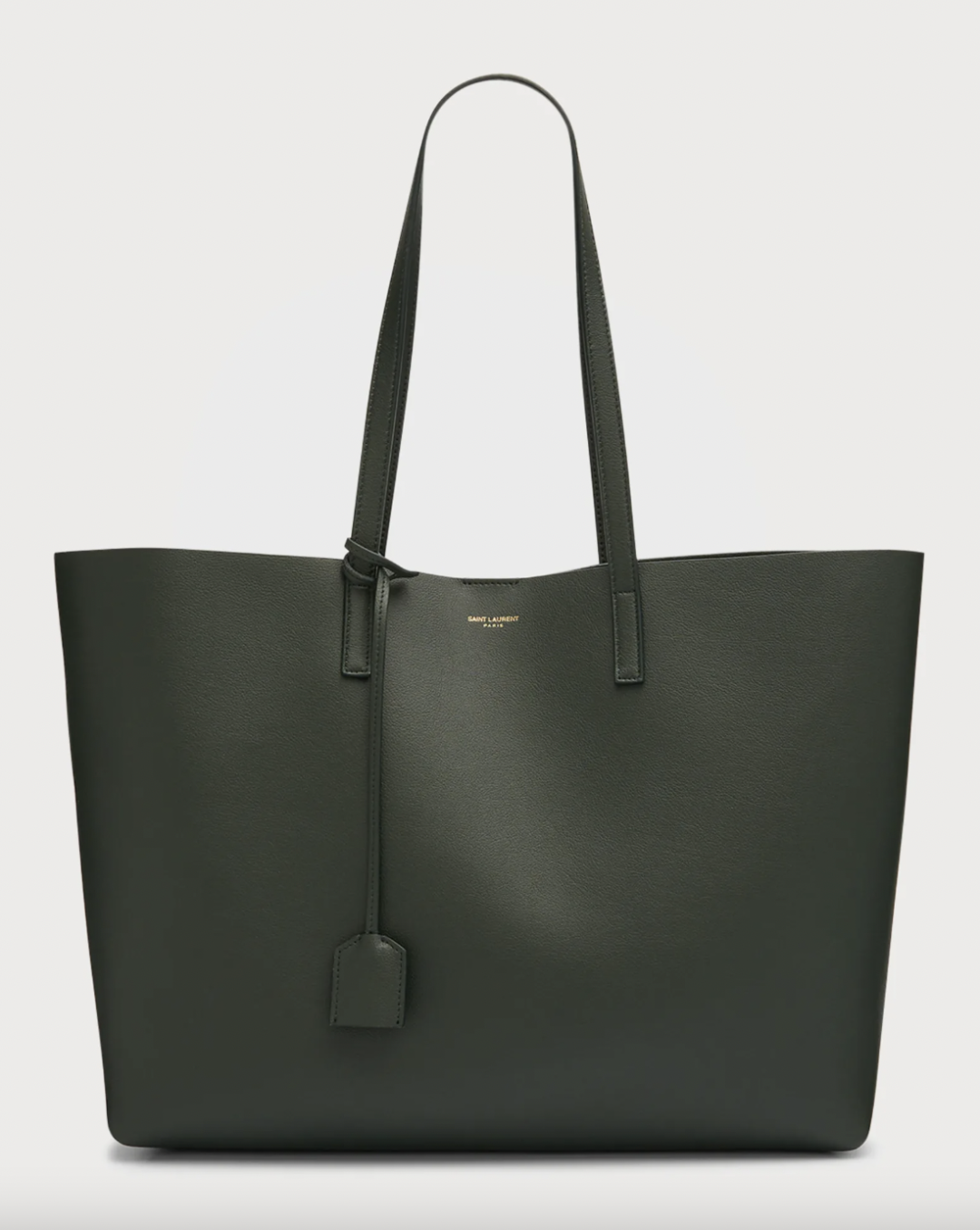 Dark green Saint Laurent YSL East-West Leather Shopping Tote Bag 