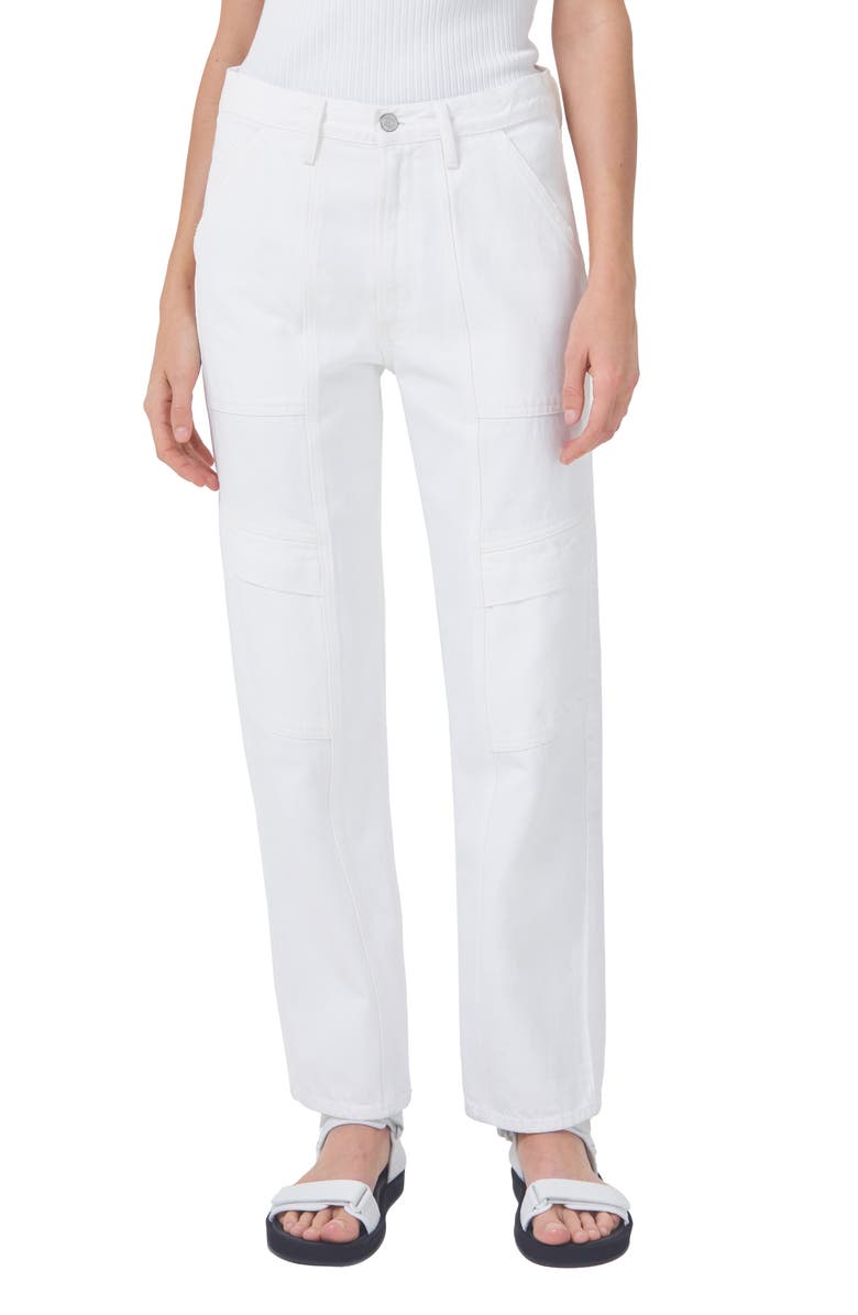 White Agolde Cooper Relaxed Cargo Organic Cotton Jeans 