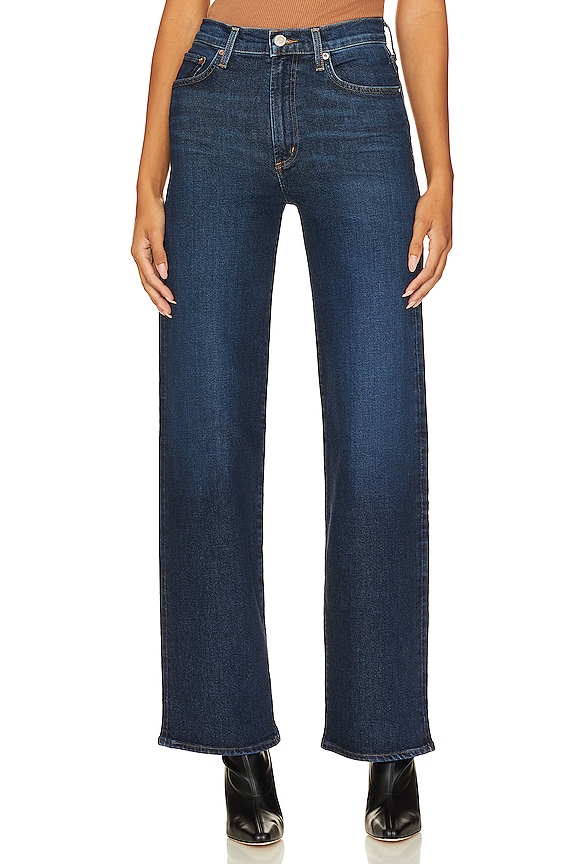 Dark blue Agolde Harper Mid Rise Wide Straight Jeans