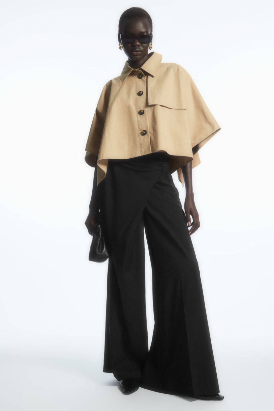 Beige COS Hybrid Trench Coat Cape 