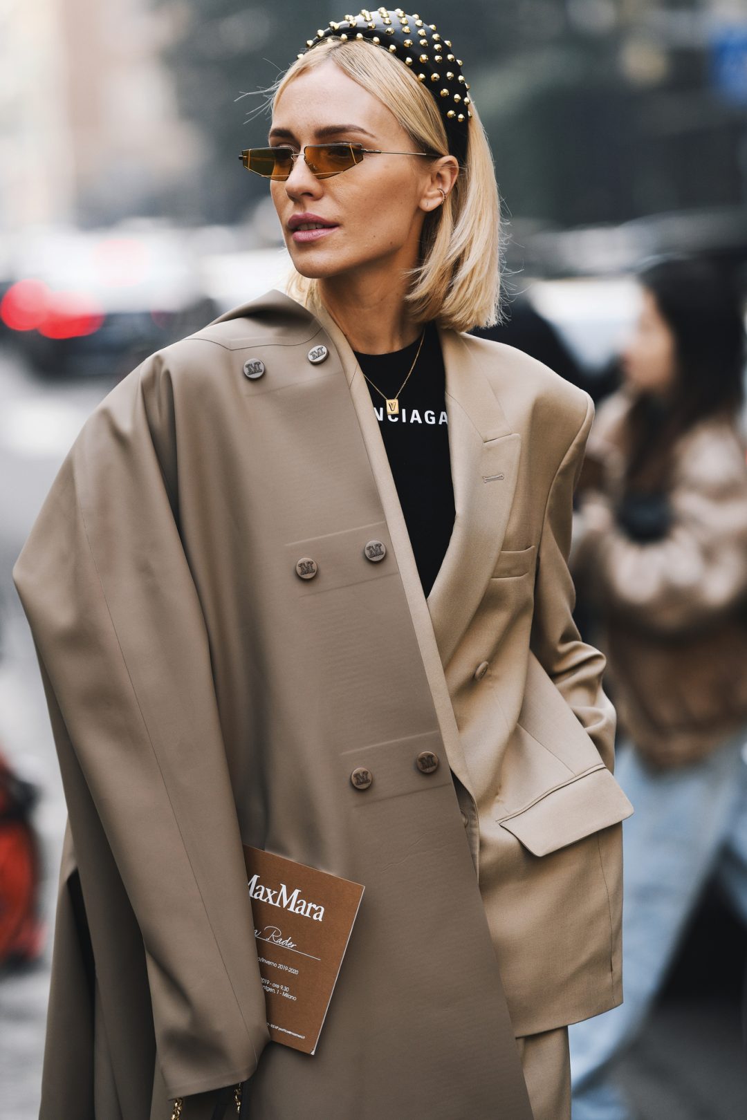 Luxury Max Mara taupe blazer outfit