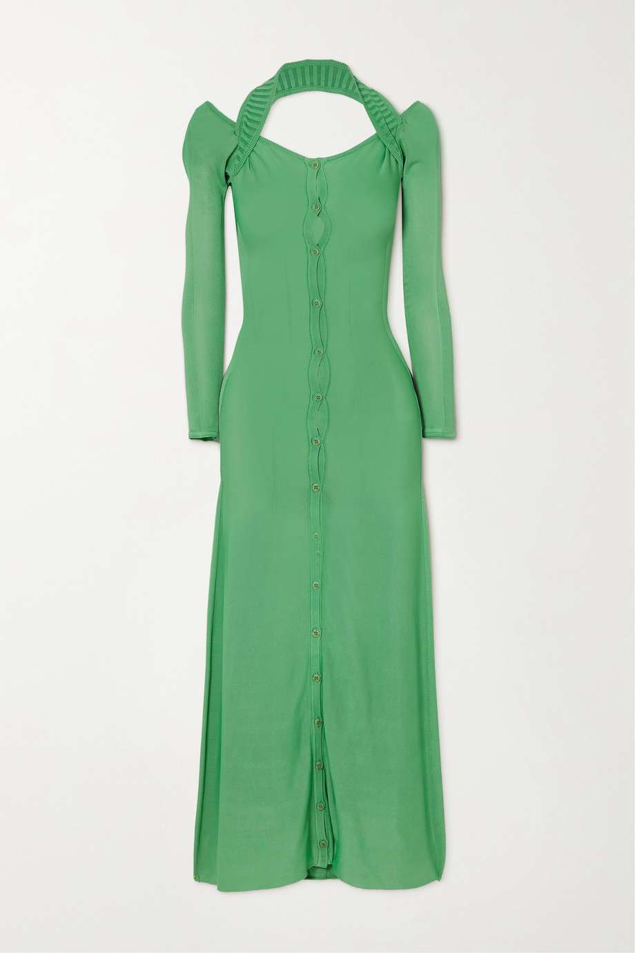 Green Jacquemus Lagoa cold-shoulder stretch-knit maxi dress 