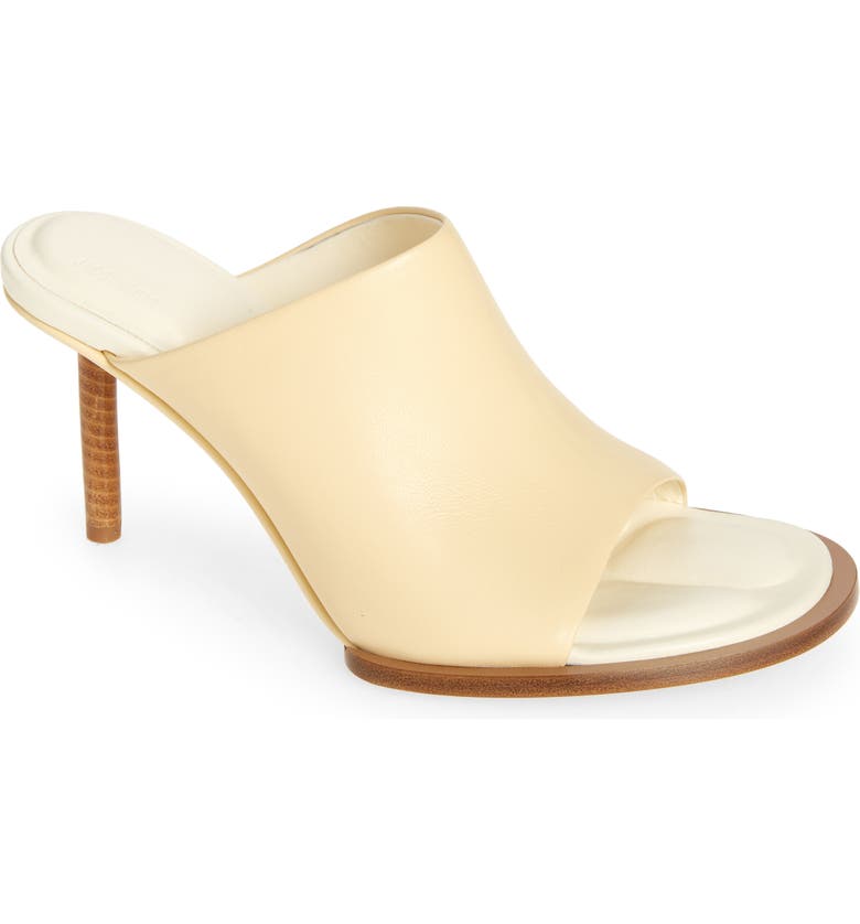 Cream and pale yellow Jacquemus Mismatched Slide Sandal 