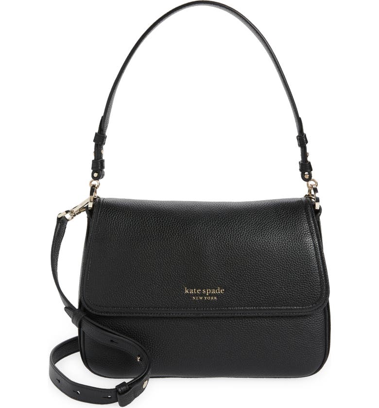 Black Kate Spade hudson pebble leather medium convertible shoulder bag 