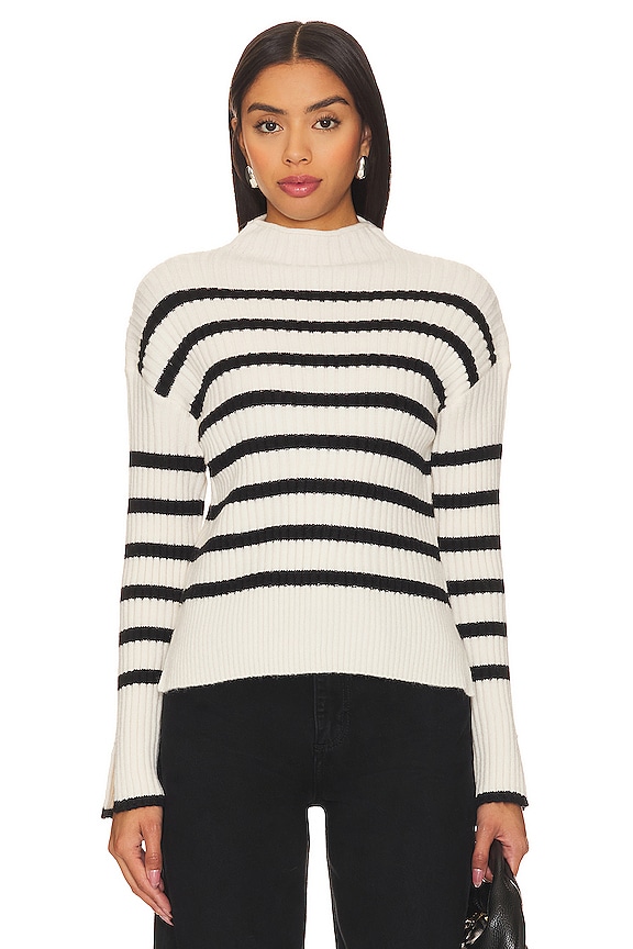 Black and white Line & Dot Sunday Stripe Sweater 