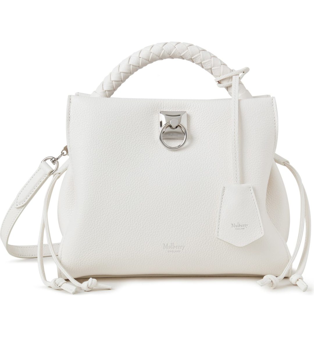 White Mulberry Small Iris Heavy Grain Leather Hobo 