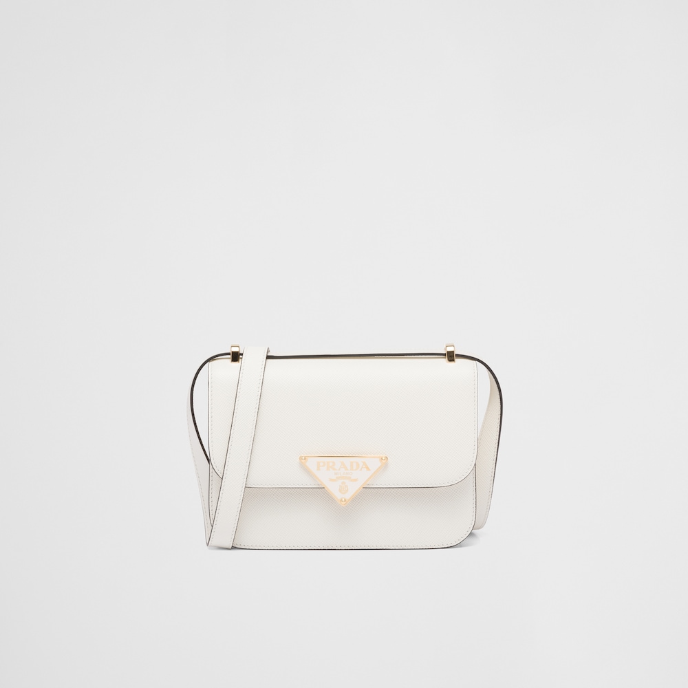 White Prada Emblème Saffiano shoulder bag 