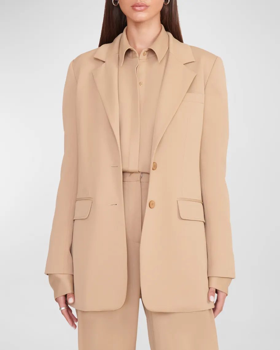 Camel Staud City Single-Breasted Blazer 