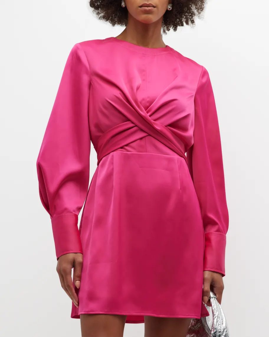 Pink Staud Crosshill Satin Mini Dress 