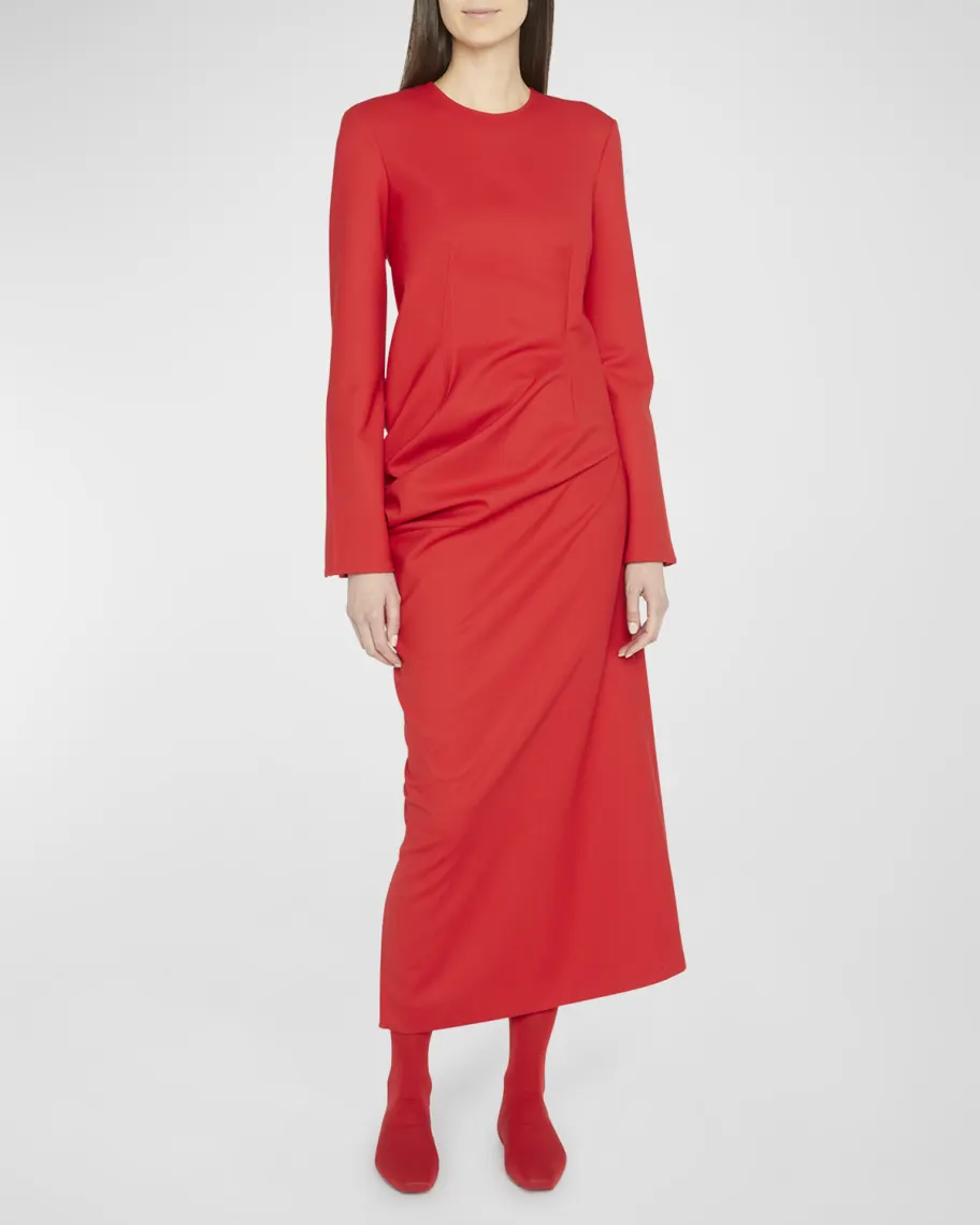 Red The Row Lucienne Ruched Maxi Dress 