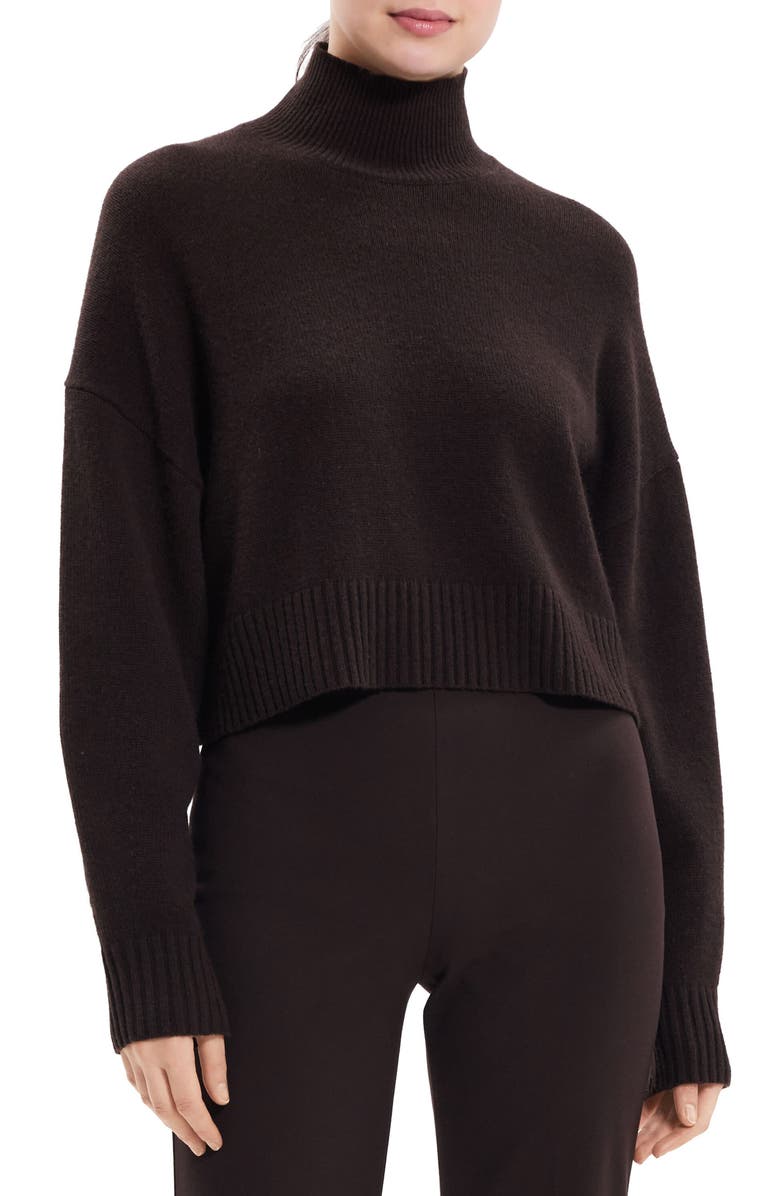 Dark brown Theory Crop Cashmere Turtleneck Sweater 