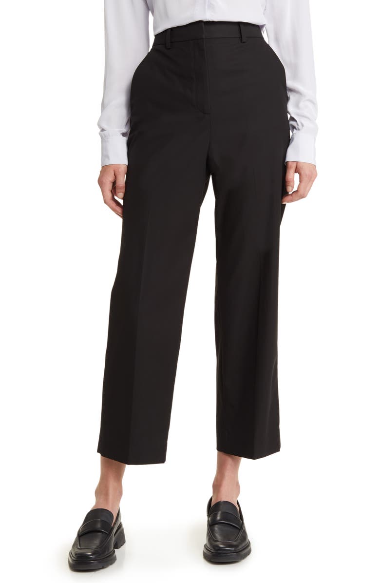 Black Theory High Waist Straight Leg Cotton Trousers 