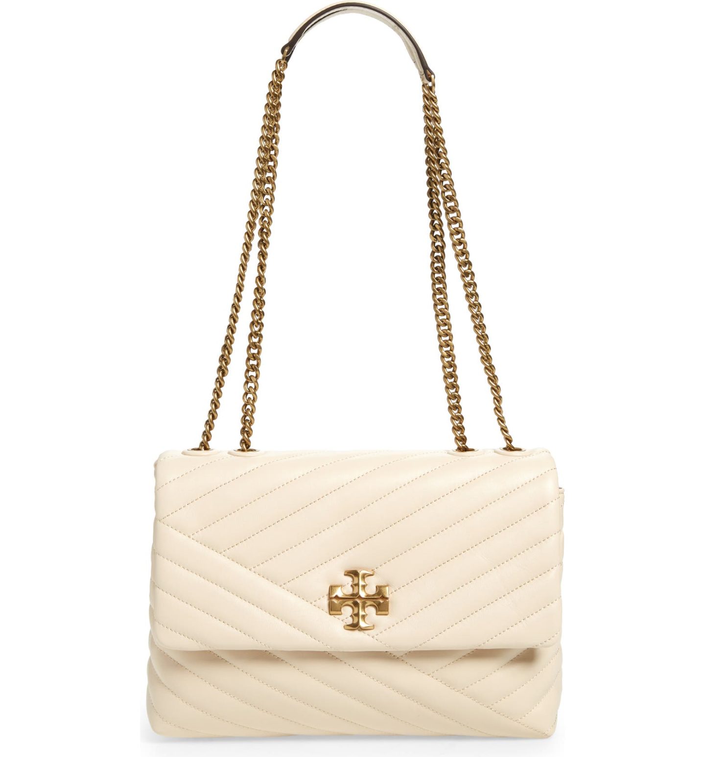 Cream Tory Burch Kira Chevron Convertible Shoulder Bag 