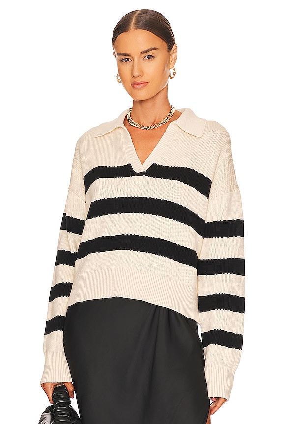 White and black Velvet by Graham & Spencer Lucie Sweater 