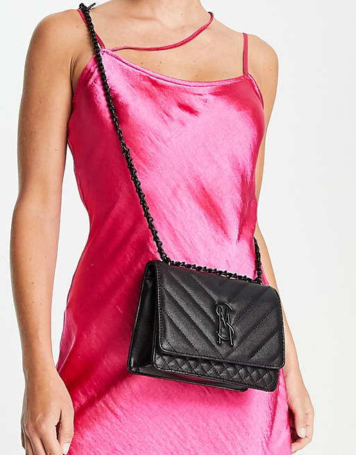 Is Steve Madden A Good Brand?: Black quilted chevron BCaviar crossbody bag