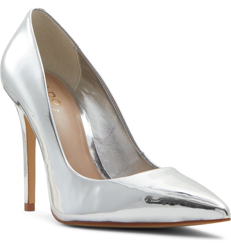 Silver Aldo Cassedyna Pointed Toe Pump 