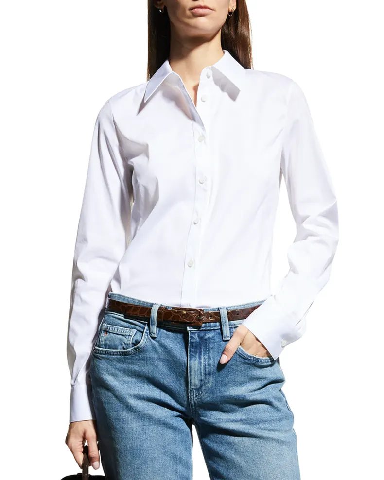 White Lafayette 148 New York Kennedy Button-Down Shirt 