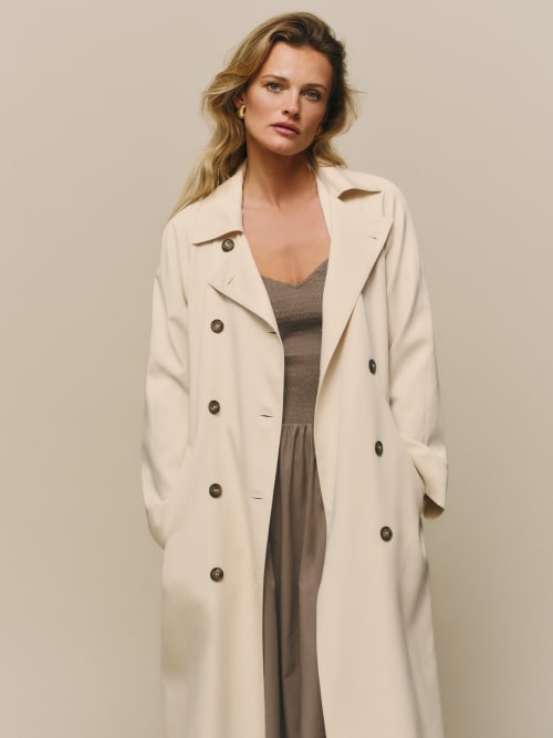 Pale beige Reformation Kensington Trench 