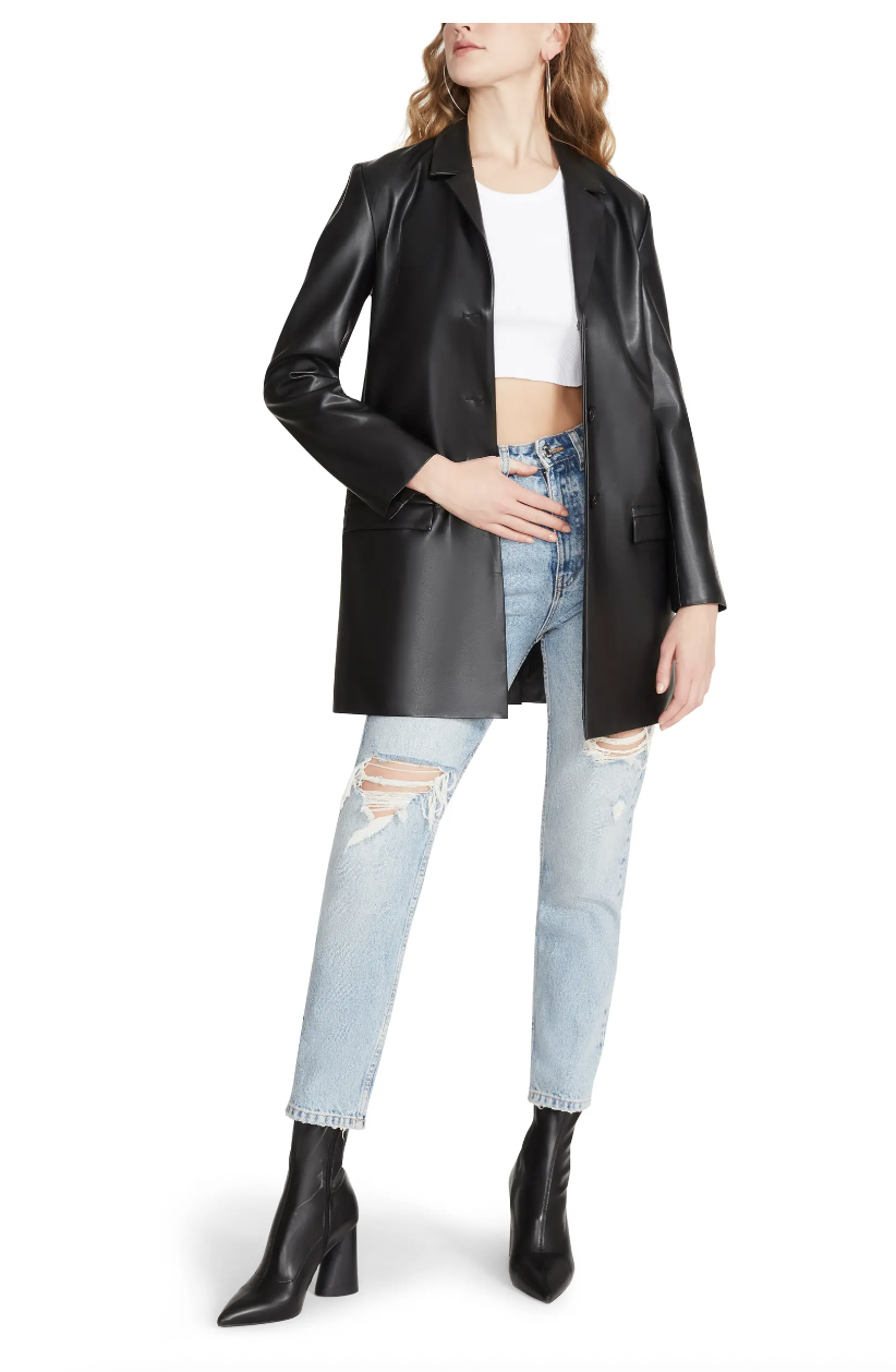 Is Steve Madden A Good Brand?: Long leather blazer from BB Dakota