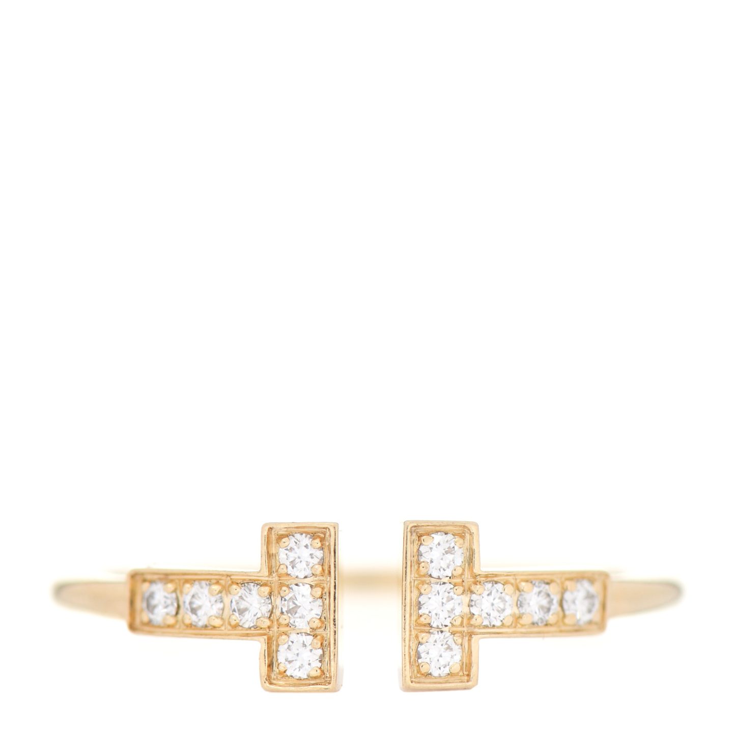 Tiffany 18K Yellow Gold Diamond T Wire Ring 