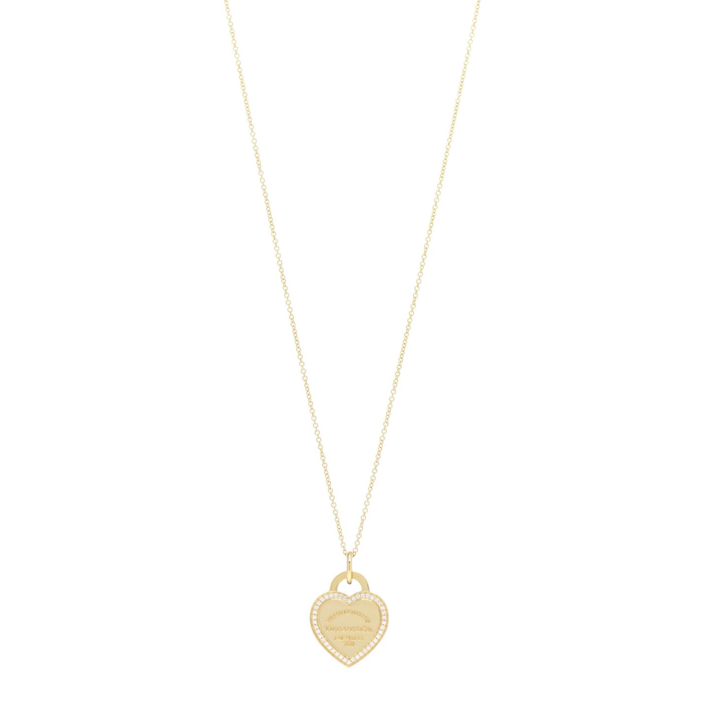 Tiffany 18K Yellow Gold Diamond Return To Tiffany Heart Tag Necklace 