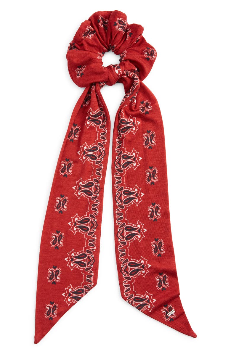 Red Saint Laurent Long Bandana Scrunchie 