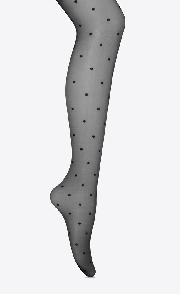 Black Saint Laurent Dotted Voile Tights 