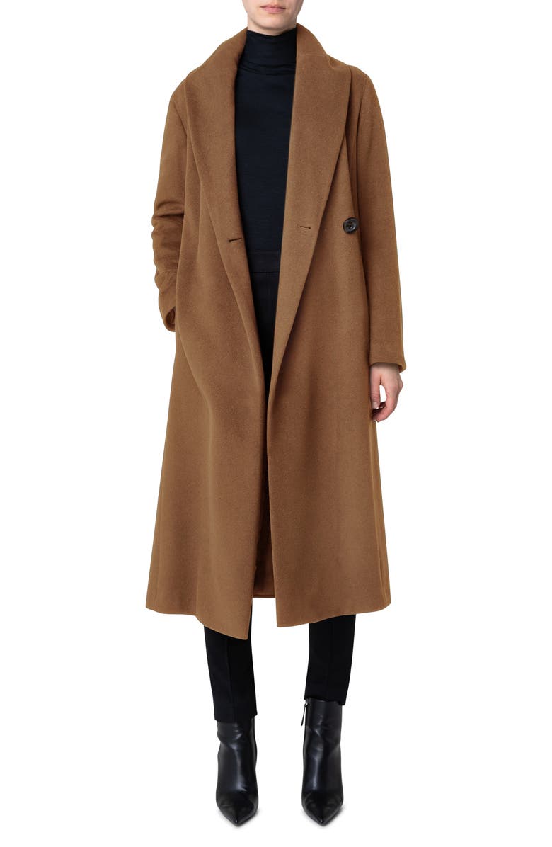 Camel Akris Punto Wool Blend Coat 