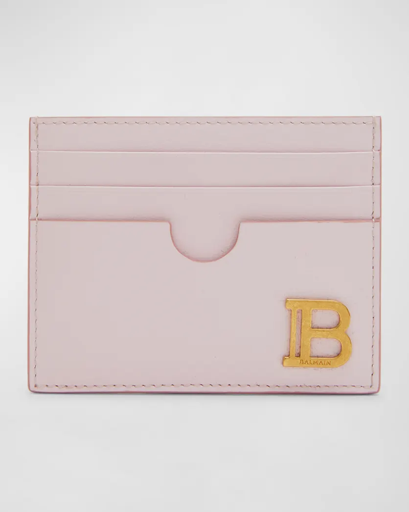 Pink Balmain BBuzz Leather Card Holder 