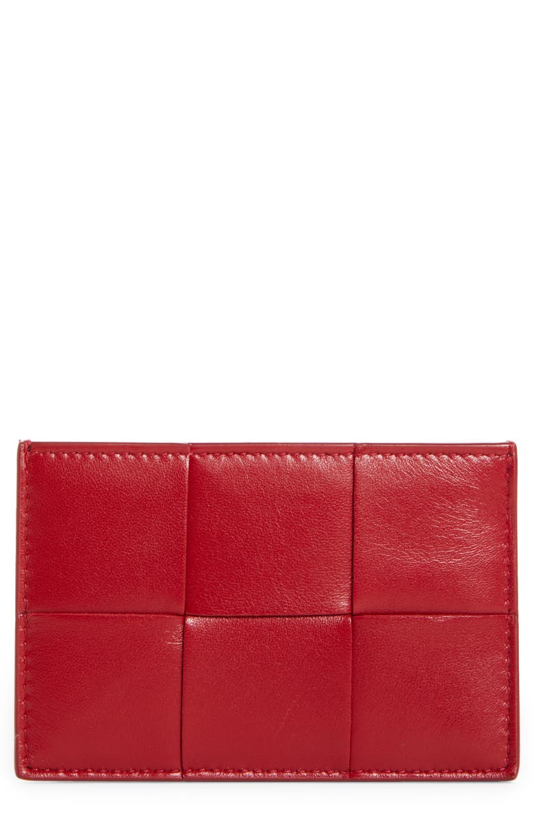 Red Bottega Veneta Intrecciato Leather Card Case 