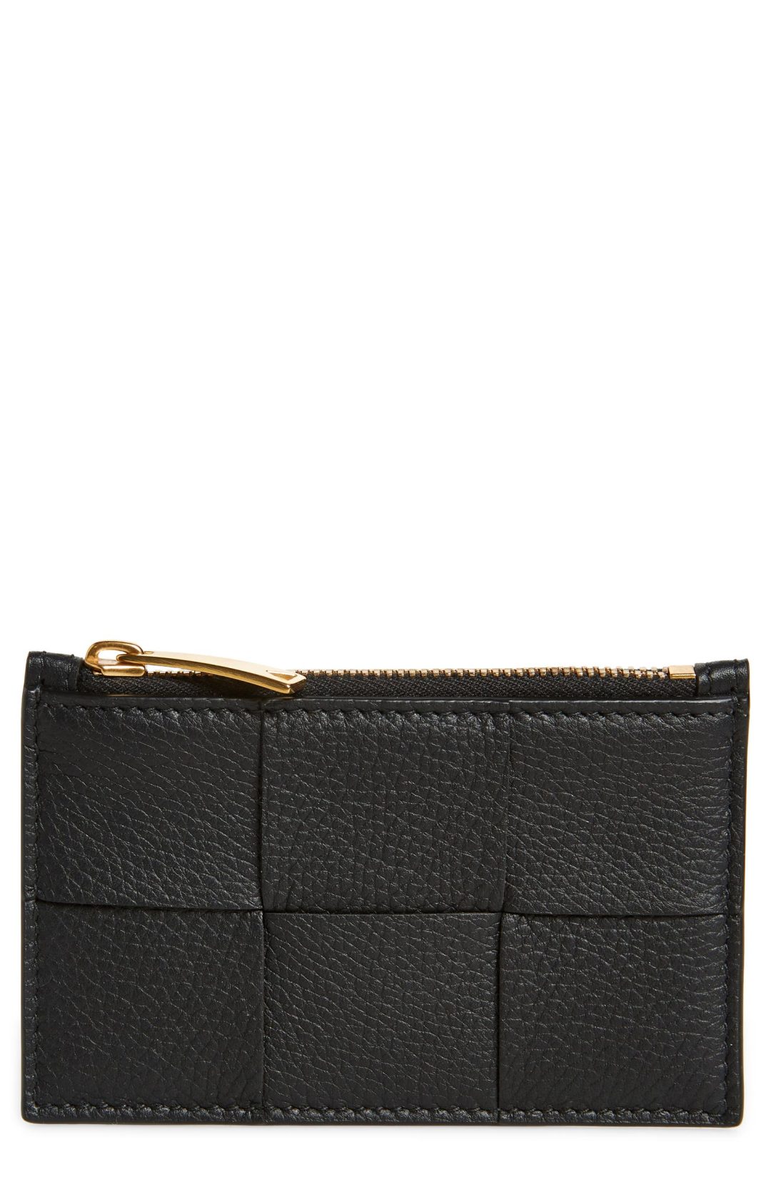 Black Bottega Veneta Intrecciato Leather Zip Card Case 