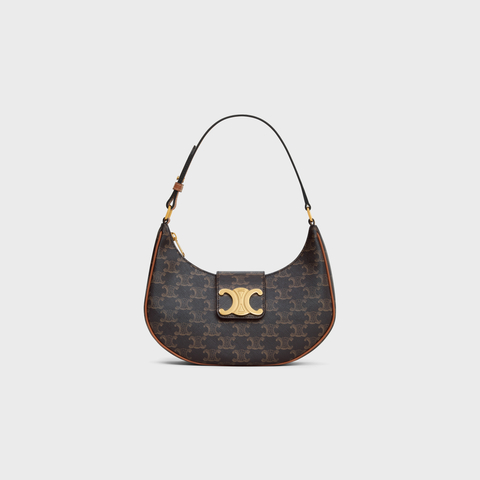 Brown and gold Celine Medium Ava Triomphe Bag In Triomphe Canvas And Calfskin 