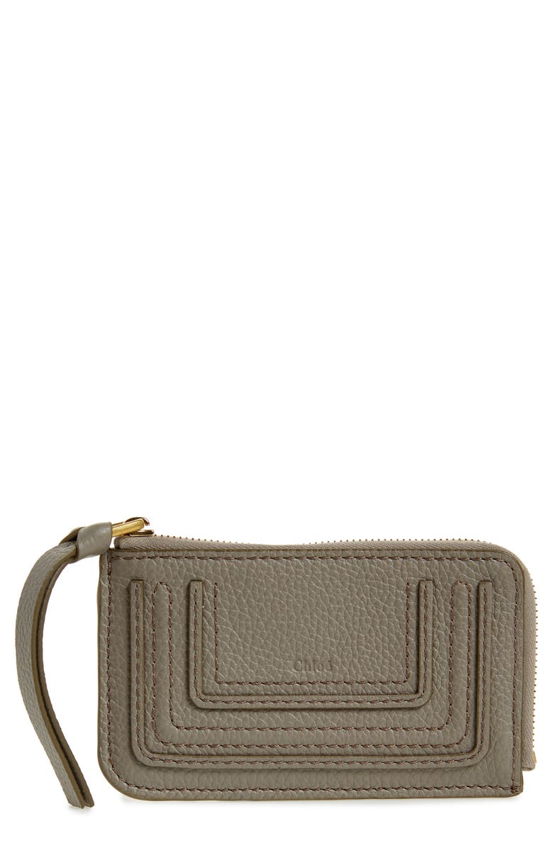 Grey Chloe Marcie Leather Zip Card Case 