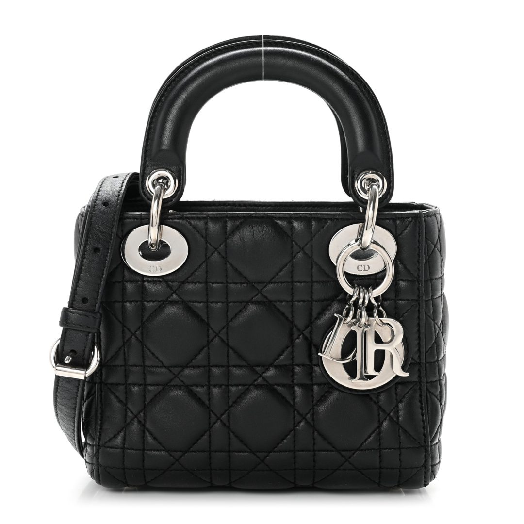 Black Dior Lambskin Cannage Mini Lady Dior 