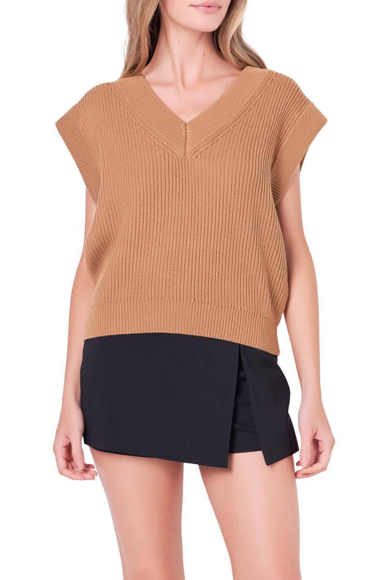 Camel English Factory Throw On Sweater Vest 