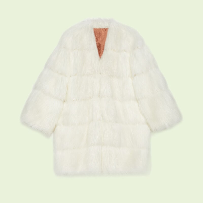 White Gucci Faux fur coat 