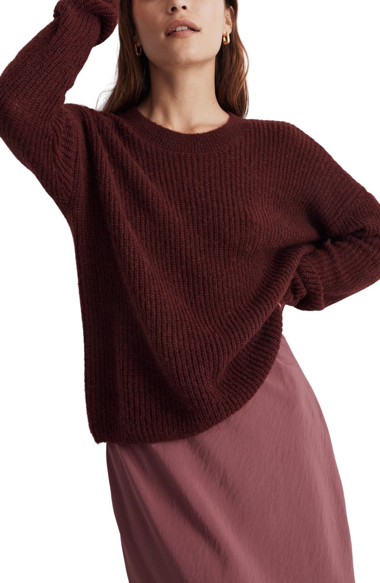 Burgundy Madewell Ribbed Crewneck Sweater