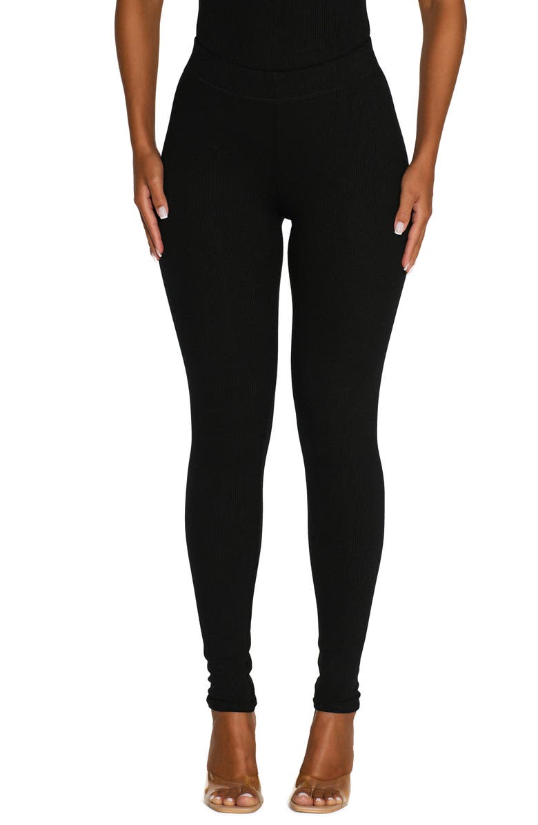 Black Naked Wardrobe Essential Ribbed Leggings 