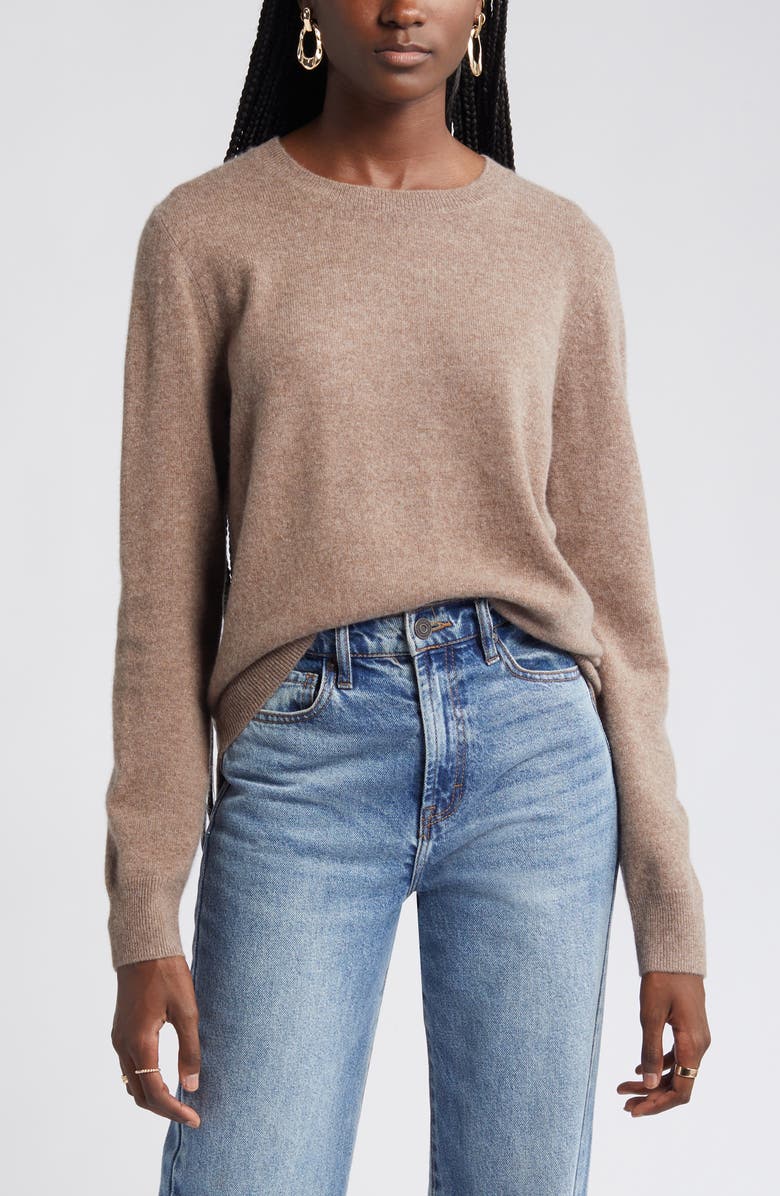 Taupe Nordstrom Crewneck Cashmere Sweater 
