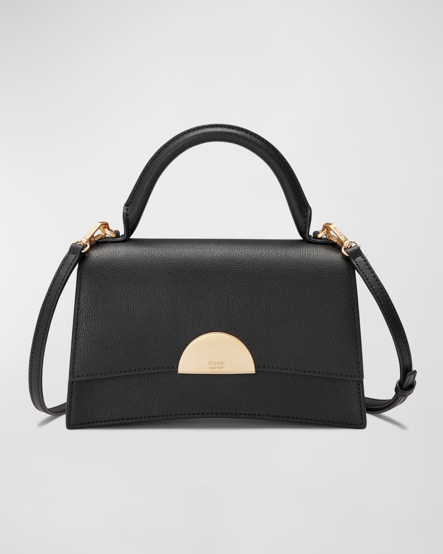 Black Oryany Milla Flap Leather Top-Handle Bag 