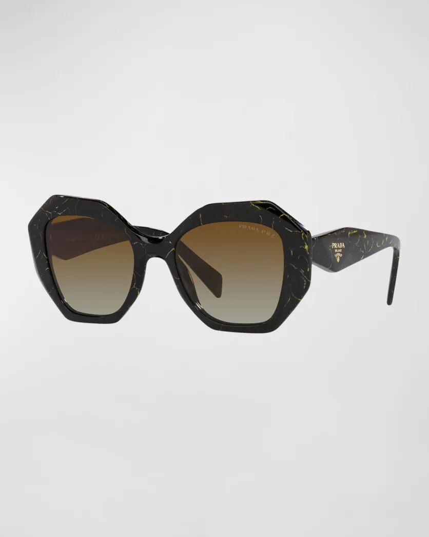 Black and brown Prada Marble Cat-Eye Acetate Sunglasses 