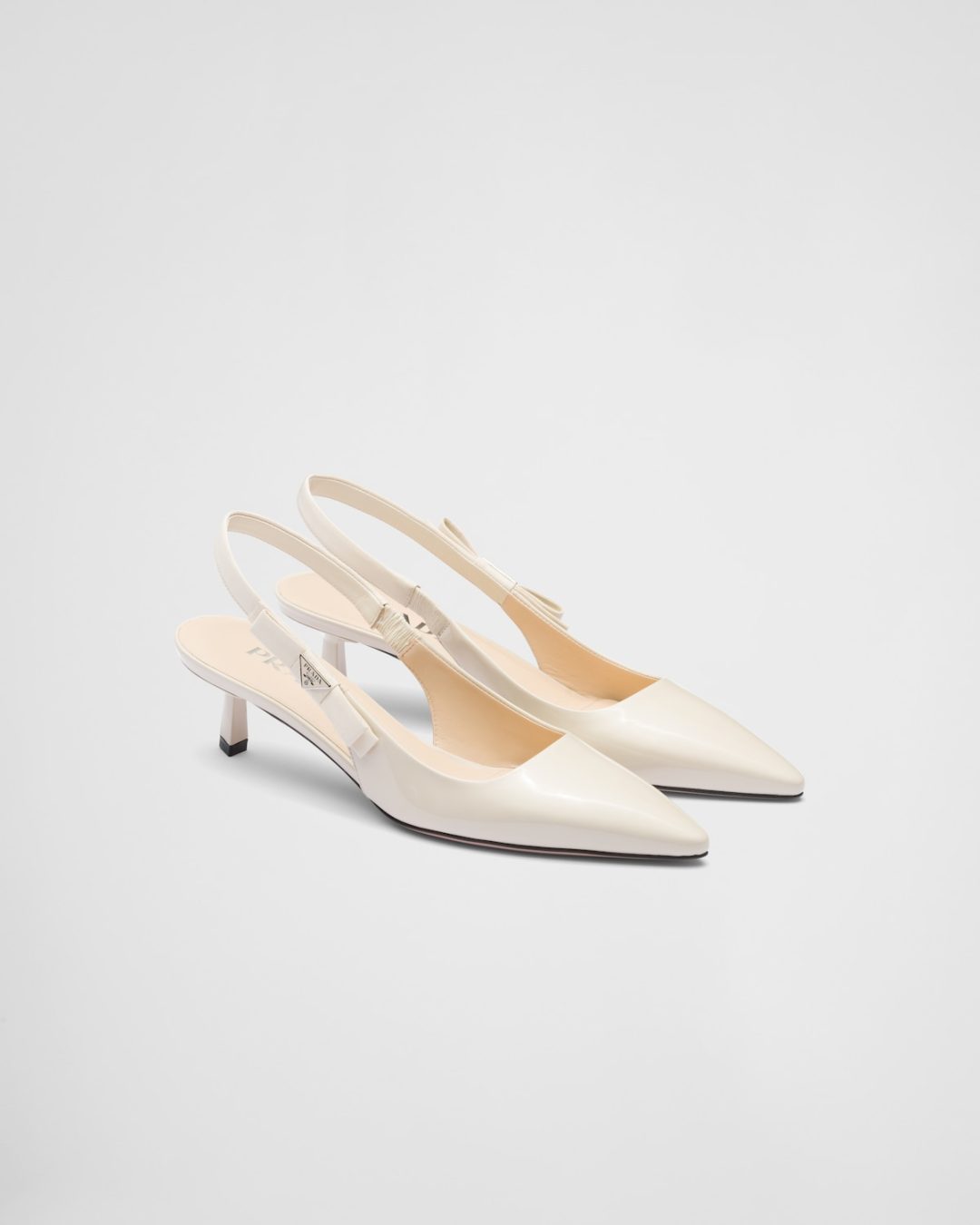 White Prada Patent leather slingbacks 