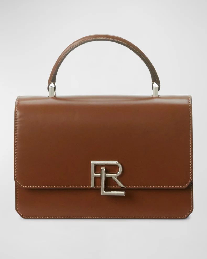 Brown Ralph Lauren Collection RL 888 Box Calfskin Top Handle Bag 