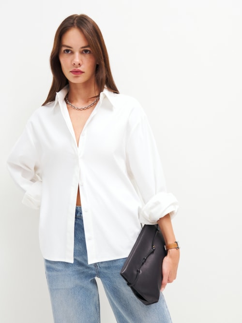 White Reformation Andy Oversized Shirt 