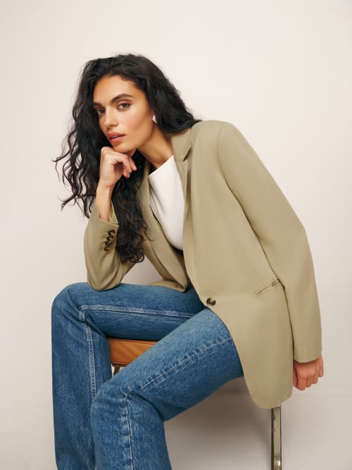 Khaki Reformation The Classic Relaxed Blazer 