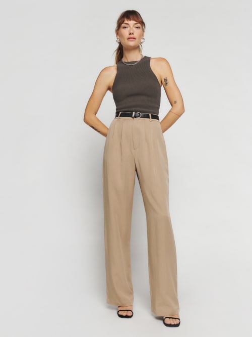 Beige Reformation Mason Pant 